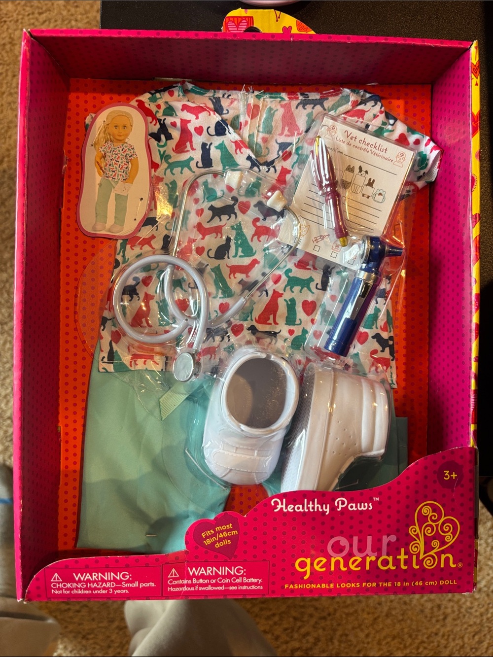 Our Generation Healthy Paws Vet Outfit in White, Teal & Multicolor